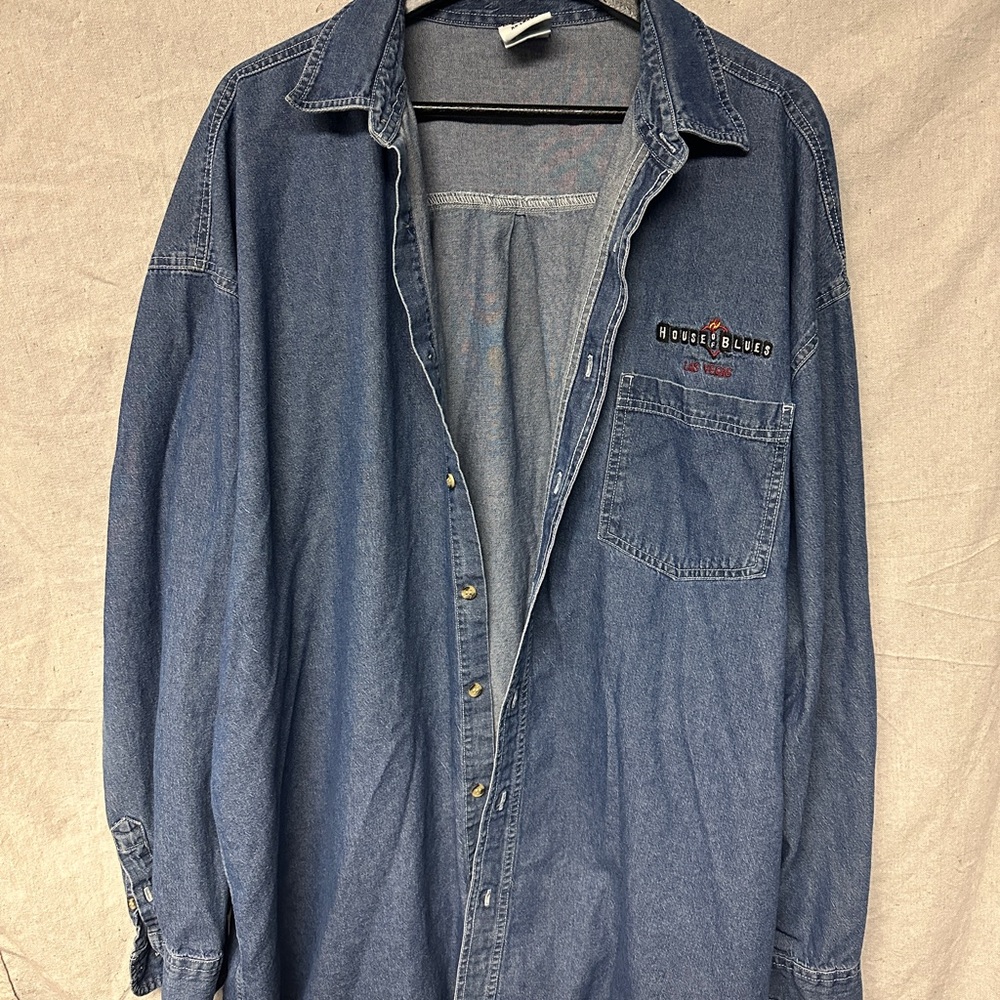 House of Blues Las Vegas Blue Denim Shirt with Embroidered Logo
